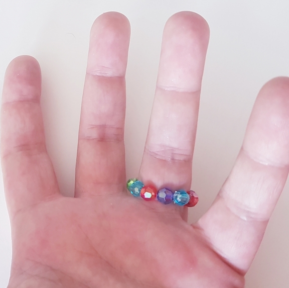 Bejeweled Ring Multi Colored Beads  Handmade Jewelry s8-9 - Picture 13 of 14